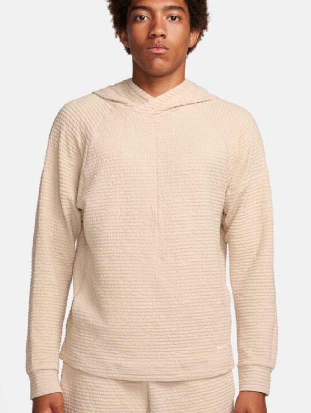 Nike Yoga Textured Long Sleeve Sweatshirt In Sand Drift